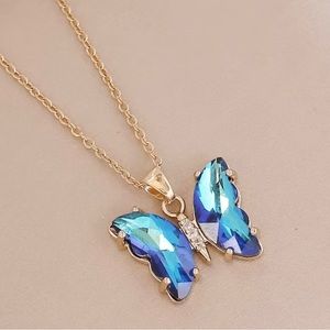 Stainless Steel Crystal Butterfly Necklace 🦋